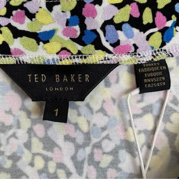 TED BAKER Normma abstract print stretch woven 3/4 sleeve Top - Picture 9 of 11